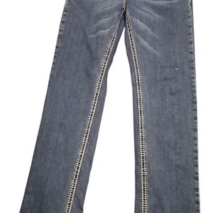 Reba Blue Flare Jeans with White Stitching